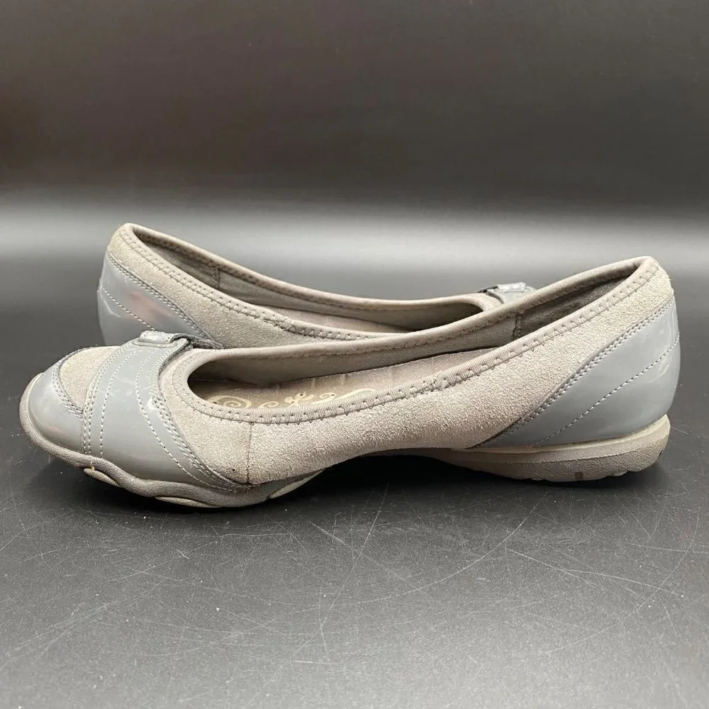 Skechers Gray Front Strap Hook Loop Ballet Flats Women’s Size 6.5